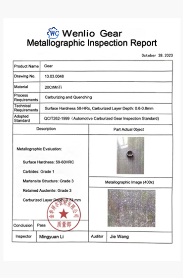 metallographic inspection report