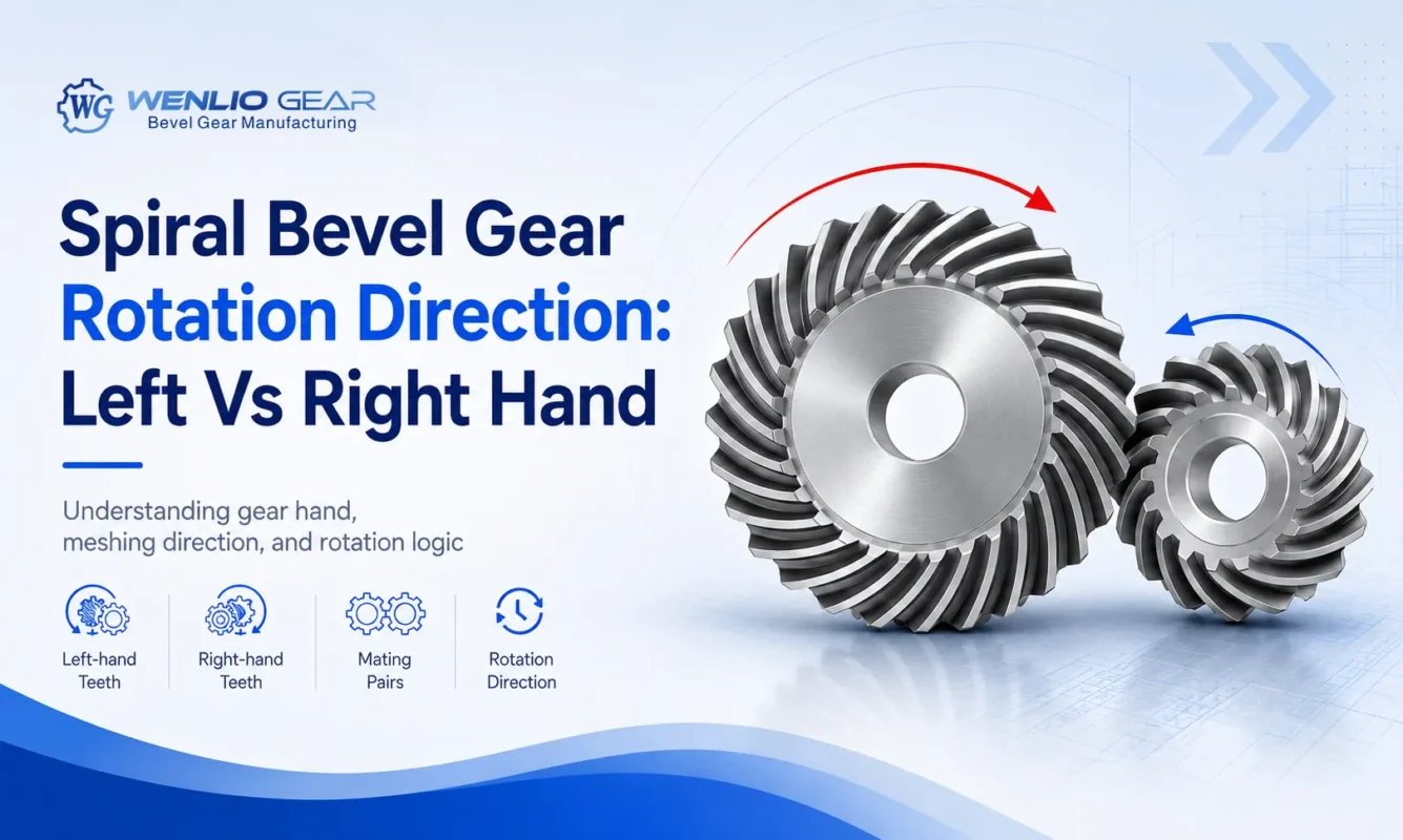Spiral bevel gear rotation direction left vs right hand