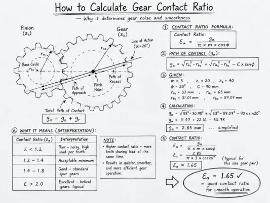 gear contact ridio calculate