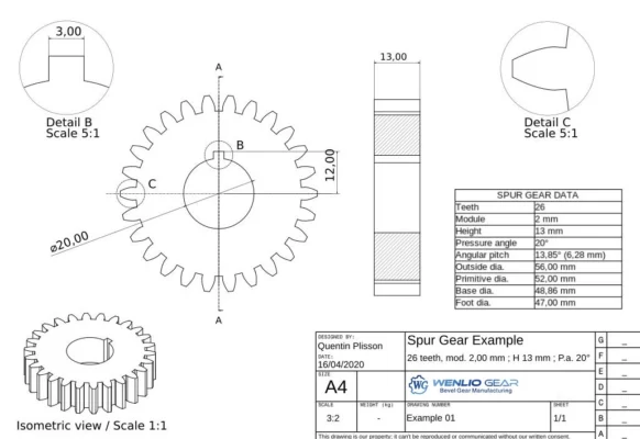 spur gear drawing